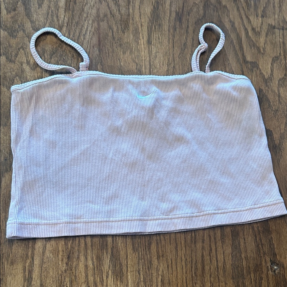 Nike Light Pink Ribbed Crop Top - Picture 1 of 5